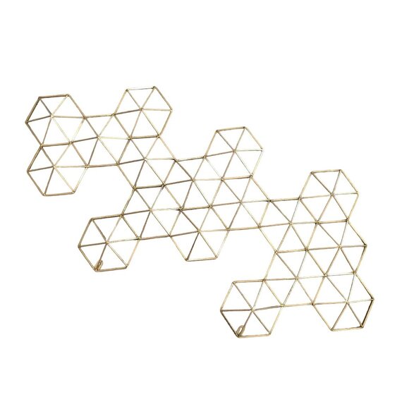 Glam metal abstract gold wall decor. very large light wight art piece honeycomb - Picture 2 of 12